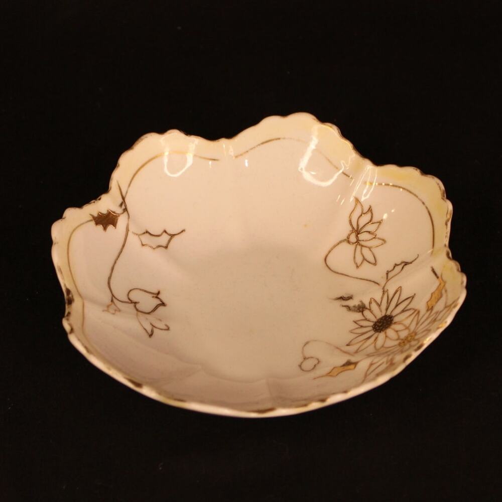 Nippon Hand Painted Porcelain Candy Dish 6"